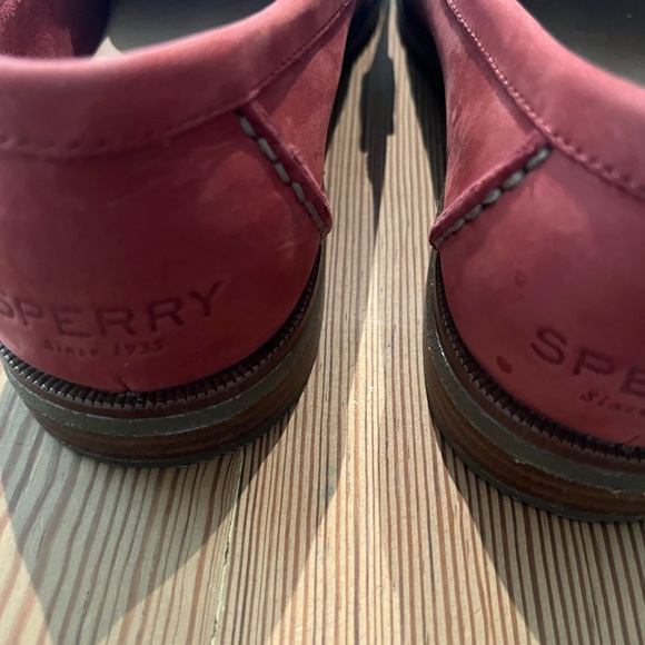 Sperry Brick Red Leather Slip-Ons - Picture 6 of 12
